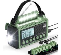 STREAMVOY Solar Radio 12000mAh Emergency AM/FM/SW Radio with USB Phone Charger｜5 Power Sources｜SOS Alarm｜Weatherproof Flashlight & Reading Lamp｜Portable Survival Radio for Outdoor (Army Green)