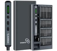 STREBITO Mini Electric Screwdriver Set,5 Torque Levels & S2 Precision Bits | USB-C charging 70 in 1 Small Electric Screwdriver with 64 S2 Bits,5 Torque Settings, 4 LED Lights,Repair for PC RC Electronic