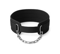 STRECHIT Black Dip Belt with 36 Inch Steel Chain for Pull Ups & Dips - Weighted Belt with Neoprene Padding & Heavy Duty Carabiners - Durable Weightlifting Belt for Strength Training & Fitness Workouts