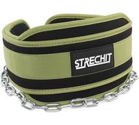 STRECHIT Green Dip Belt with 36" Steel Chain for Pull-Ups & Dips, Weighted lifting belt with Neoprene Padding, Heavy-Duty Carabiners, Durable for Strength & Fitness Workouts
