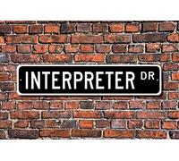 Stree Sign Plaque Interpreter Gift Sign Language Specialist Foreign Language Help Metal Sign For Outdoor Indoor Use Yard Fence Street Sign 4x16 inches