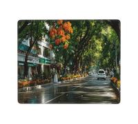 Street After Rain Non-Slip Mouse Pad Seven by Nine Inch Horizontal Design for Office Gaming and Laptop Use