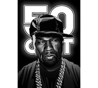 Street Art 50 Cent American Rapper Singer Actor Legend Celebrity Print Poster Wall Art Picture A4 +, 8.3 x 11.7 inches