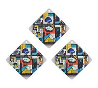 Street Art Car Air Freshener, 3 Pcs Rhombus Hanging Air Freshener Cards, Long Lasting Fragrance Scented Cards for Car, Home, Office Gray-style