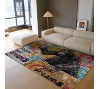 Street Art Graffiti Rugs Follow Your Dreams Black Monkey Print Thin Carpet for Living Room Bedroom Personality Animals Home Decor 100 x 150 cm