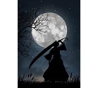 Street Art Ichigo Kurosaki Bleach Japanese Manga Anime Moon Night Print Poster Wall Art Picture A4 +, 8.3 x 11.7 inches