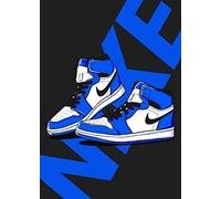 Street Art Jordan 1 Nike Air Blue Shop Sign Logo Sport Fashion Trainer Sneaker Print Poster Wall Picture A4 +, 8.3 x 11.7 inches