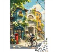 Street Bicycle Flowers 1000pcs For Adults Mini Puzzle Challenging | 38x26cm Cardboard Living Room Decor Durable Structure Birthday Gift Anxiety Relief