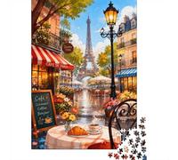 Street Cafe 1000 Pieces Mini Jigsaw Puzzle for Adults | 52x38cm Cardboard Home Decor Durable Structure Birthday Gift Stress Relief