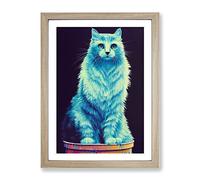 Street Cat Framed Print | A2 Oak Framed Wall Art | Ready to Hang | Modern Animal Picture | Living Room Bedroom Lounge Office