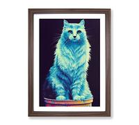 Street Cat Framed Print | A2 Walnut Framed Wall Art | Ready to Hang | Modern Animal Picture | Living Room Bedroom Lounge Office