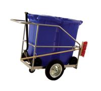 Street Cleaning Barrow with 2 x 120L Green Wheelie Bins, Brush And Shovel
