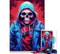Street Cred Skull 1000 Piece Jigsaw Puzzles for Adults Memory Boost Family Joy Pattern Assembly Santa Wish Pick 38x26cm