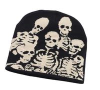 Street Dancing Hat For Adult Cool 2000s Skeleton Pattern Skull Caps For Teens Girl Hiphop Winter Autumn Head Warmer Halloween Knitted