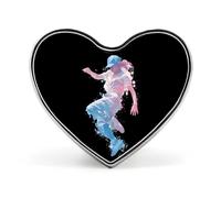 Street Dancing Pop Badge Pin Brooch Heart Shape Button Aluminum Decor for Backpacks Hats