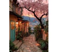 Street Diamond Art Kits Adults, Sunset 5D DIY Diamond Painting for Adults, DIY Full Drill Crystal Art Gem Kits for Beginners, 5D Cross Stitch Embroidery Crafts Pictures, for Wall Decor, 50x70cm B-7404