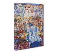 Street Enters The House By Umberto Boccioni Classic Painting Canvas Wall Art Print Ready to Hang, Framed Picture for Living Room Bedroom Home Office Décor, 20x14 Inch (50x35 cm)