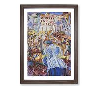Street Enters The House by Umberto Boccioni Framed Print | A2 Walnut Framed Wall Art | Ready to Hang | Modern Cityscape Picture | Living Room Bedroom Lounge Office