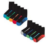 Street Essentials Boys Heel Toe Cotton Rich 5-10 Pairs Socks Orange Grey 12.5-3.5