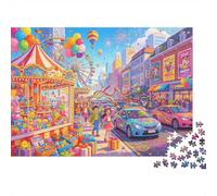 Street Fair Puzzle for Adults 1000Pc Recyclable Bright Festive Senior Puzzles Impossible Hard Difficult Challenging Relieve Senile Dementia Activity 70x50cm/1000pcs