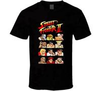 Street Fighter 2 Characters Cool Retro T Shirt Black XL