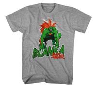 Street Fighter Blanka Men's T Shirt Brazilian Electric Combat Gamer Capcom GreyXX-Large