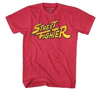 Street Fighter Mens Red Yellow Logo T-Shirt, Large, Cherry Heather