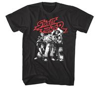 Street Fighter Men's T-Shirt Charcoal Characters Cammy Guile Chun-Li Ryu Ken BlackLarge