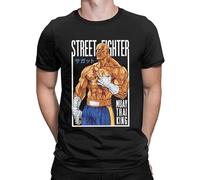 Street Fighter Sagat Muay Thai Gaming Hadouken T Shirt for Men Casual Cotton Tees Short Sleeve T Shirt Crewneck Tops Black L