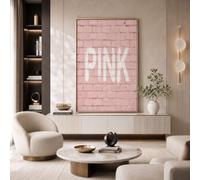Street Graffiti Letters Unframed Canvas Wall Art For Living Room | Pink Modern Artwork, American Brick And Stone Texture Decoration Prints, Canvas Painting Pictures For Bedroom Hallway, 24X35