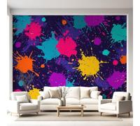 Street Graffiti Minimalist Cartoon Wall Mural Colourful Paint Splatter Wallpaper, Wall Decals Home Decor Tv Background Large Art Wallpaper Painting Posters Decor 400 x 280 cm