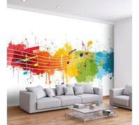 Street Graffiti Panoramic Wallpaper Mural 400W x 280H cm, Abstract Art Pop Music Musical Note Wall Poster Photo Wallpaper Mural 3D Effect Wall Art Poster Decoration for Bedroom Living Room Nursery