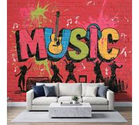 Street Graffiti Wall Mural 150x105cm, Music Hand Drawn Font Dance Studio Non-Woven Fleece Photo Wallpaper, Premium Art Print - Mural Wallpaper Decoration for Bedroom Living Roo