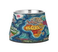 Street Graffiti World Map Wallpaper Pets Food Bowls Non Skid Stainless Steel Feeder Pets Bowl for Small Pet Whisker Friendly