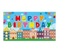 Street Happy Birthday Backdrop, 70.87x39.37in Multicolor Cartoon Theme Party Backdrop Decorations for Boys & Girls Indoor Outdoor Celebration Supplies