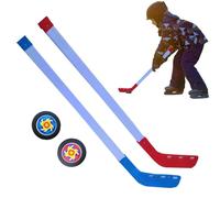 Street Hockey Sticks Set - Youth Ice Hockeys Stick and Pucks Combo Package, Durable Elementary Size Sticked For Floor Hockeyes and Outdoor Streets Play | Sports Toy For Children Boys Girls Activity Fu