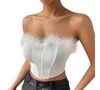 Street Hottie Feather Breast Herringbone Barbs Europe and the United States Short Sexy Breast Latex Corset High, White, L