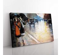 Street In Berlin By Lesser Ury Classic Painting Canvas Wall Art Print Ready to Hang, Framed Picture for Living Room Bedroom Home Office Décor, 50x35 cm (20x14 Inch)