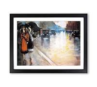 Street In Berlin By Lesser Ury Classic Painting Framed Print | A2 Black Framed Wall Art | Ready to Hang | Classic Cityscape Picture | Living Room Bedroom Lounge Office