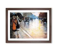 Street In Berlin By Lesser Ury Classic Painting Framed Wall Art Print, Ready to Hang Picture for Living Room Bedroom Home Office Décor, Walnut A2 (64 x 46 cm)