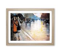 Street In Berlin By Lesser Ury Classic Painting Framed Wall Art Print, Ready to Hang Picture for Living Room Bedroom Home Office Décor, Oak A2 (64 x 46 cm)