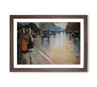 Street in Berlin by Lesser URY Framed Print | A2 Walnut Framed Wall Art | Ready to Hang | Modern Cityscape Picture | Living Room Bedroom Lounge Office