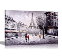 Street in Paris France with Eiffel Tower Canvas Wall Art Prints Home Decoration Cityscape Pictures Room Modern Art Landscape Framed Decor 30 x 20cm (12 x 8 inches) A4