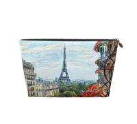 Street in Paris Town Leather Travel Cosmetic Bag Portable Toiletry Bag Organizer Bag Travel Makeup Bag for Women/Men