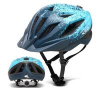 Street Jr Pro Children's and Youth Bicycle Helmet with LED Rear Light, 300 g, Made in Germany, Maxshell Technology, K-FIT Adjustment, Deep Blue Cyan Matt, 53-58 (M)