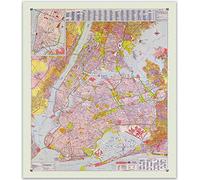Street Map New York City Wall Poster | Vintage Map Wall Art for Classroom Wall and Bar Decor Gift Ideas | Aesthetic NYC Map Poster Mural Painting Living Room, Bedroom Home Office Decor (50cm x 70cm)