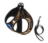 Street Night Scenery Print Adjustable Harness Leash Set For Cats And Dogs, Soft Breathable Kitten Puppy Mesh Vest With Reflective Design, Escape-Proof Lead For Small Pets Walking Training
