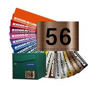 Street Number Plate for Mailbox Customisable - 10 x 7 cm - Number on Engraved Label - Strong Adhesive PVC - Brushed Bronze