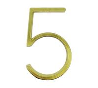 Street Number Plates, 1pcs 5" 125mm Floating House Number Golden Zinc Alloy & Letter Metal Address Plate Outdoor Door Dash Slash #0-9 Front Numbers(Number 5)