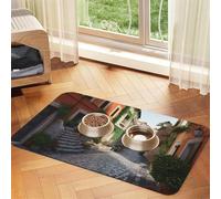 Street of Italy Dog Food Mat, Absorbent Pet Feeding Mat for Food and Water Bowls Non-Slip Placement Pad for Floors Waterproof Quick Dry Water Dispenser Mat for Dogs Puppy Cats 12x18 Inch